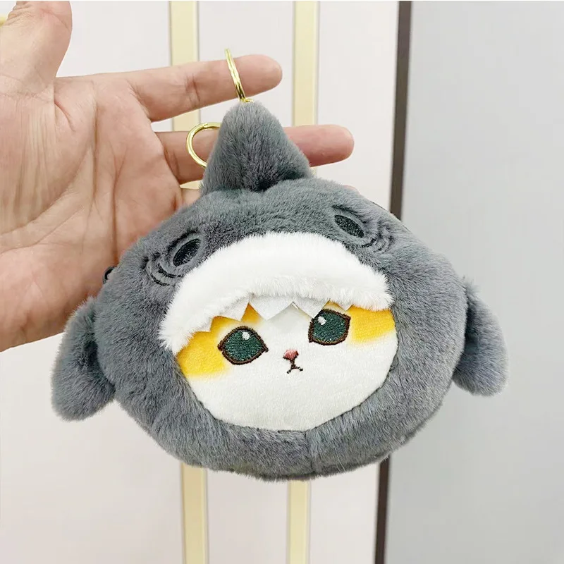 

Сумка для хранения акулы и кошек, куклы, кошелек для монет, плюшевый кулон, милый кошелек с котом