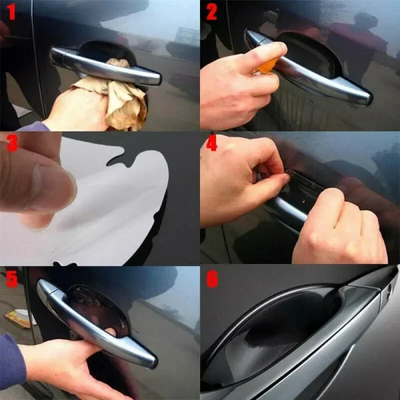 4x Car Door Sticker Carbon Fiber Scratches Resistant Cover Auto  Scratch Handle Protection Film Exterior Styling Accessories U
