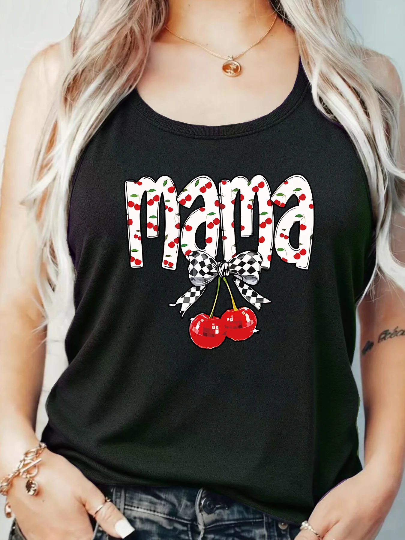 

Loose Fit Printed Pocket T-Shirt for Women with Ribbed Collar round Neck 1-8XL plus Size Comfortable Casual Vest