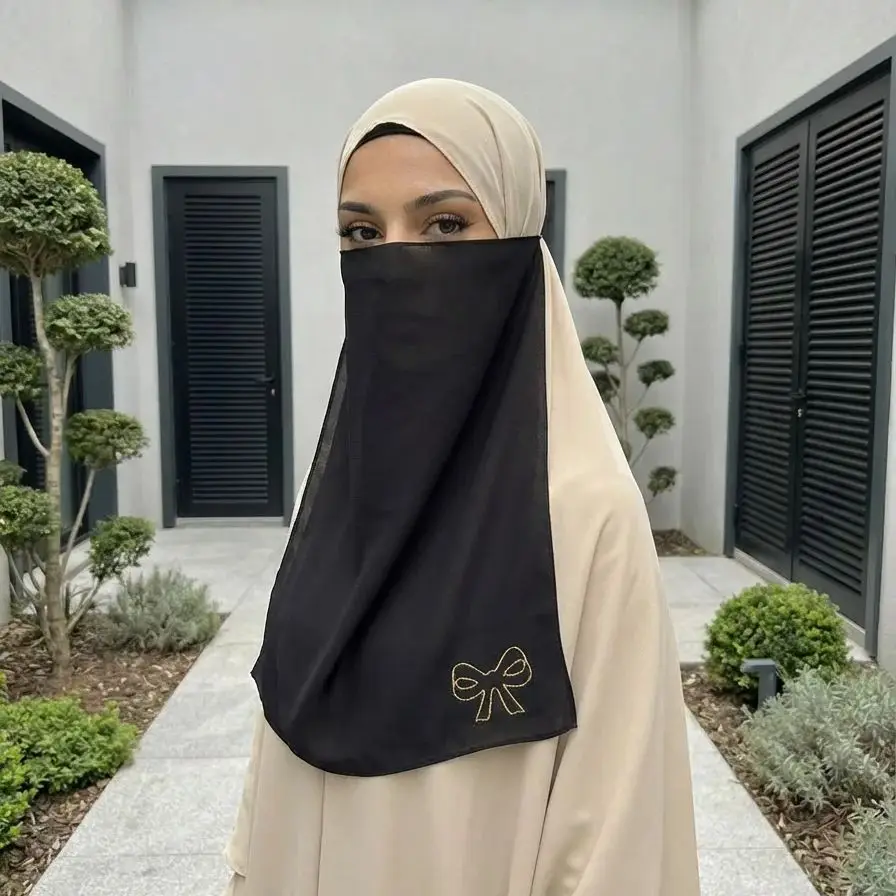 Face Shield Cover Muslim Diamond Hijab Ramadan Headscarf Elasticity Strap Headcover For Women Veil Modal Prayer Eid The Veil
