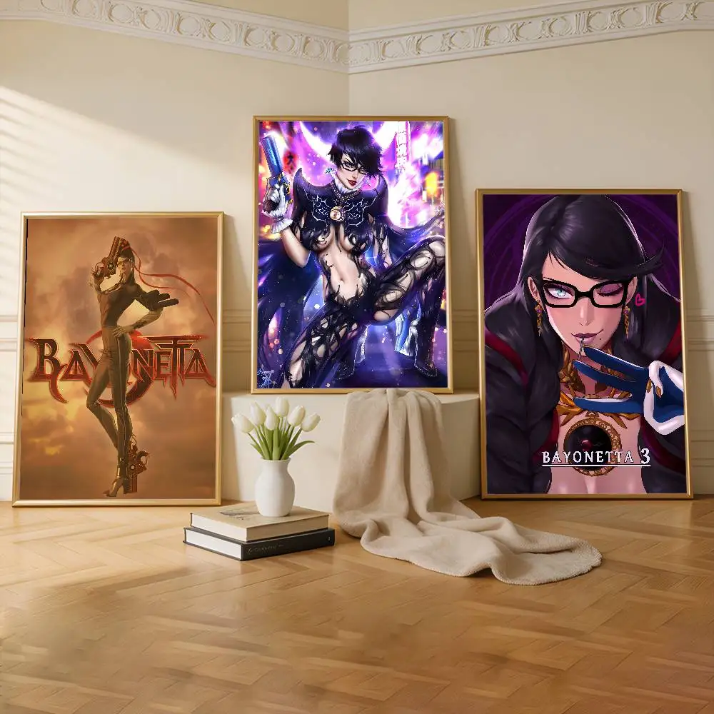 Pôster autoadesivo premium do jogo B-Bayonetta, impressão HD, decalque de parede removível para decoração doméstica e comercial