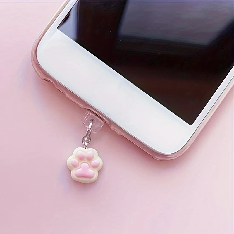 1pc Cute Cat Claw Phone Dust Plug Pendant Suitable For IPhone For Samsung Type-C Interface Dust Plug Accessory Decoration