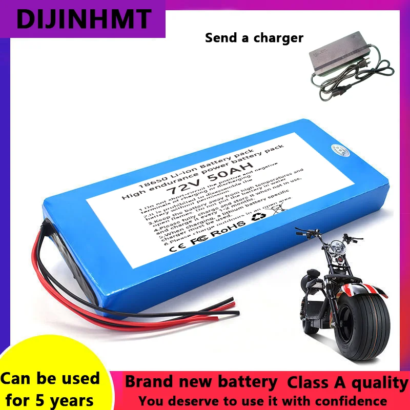AliExpress DIJINHMT 72V 50Ah 18650 Lithium Battery Pack Bicycle Scooter Motorcycle with BMS 1000W-3000W High Power Battery+Free 84V3A Charger