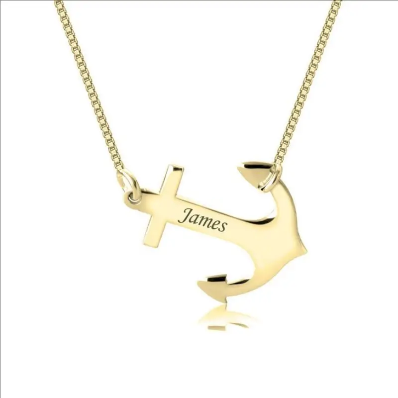 

Personalized Engraved Anchor Name Necklace, Customized Anchor For Men, Gift For Beach Lover, Nautical Jewelry Refuse To Sink,
