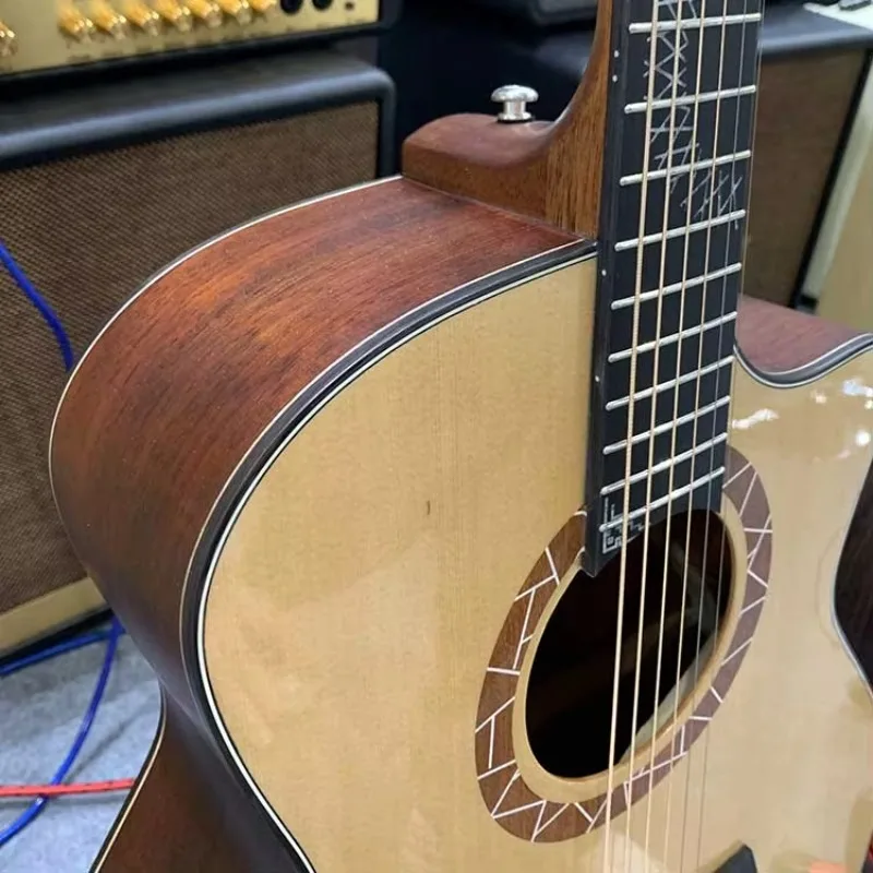 

High End Custom All Solid Grade a Spruce Basswood Acoustic Guitar Round Frets Guitar