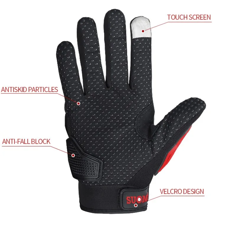 Suomy Series Full Finger Motorcycle Gloves Summer Breathable Mesh Moto Bike Cycling Men Women Touch Screen Motocross Guantes