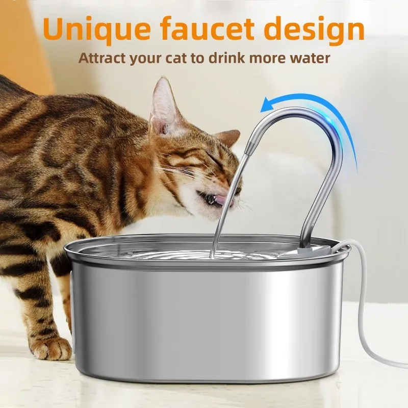Large Capacity Stainless Steel USB Powered Mode Cycle Filter Cat Dog Automatic Drinking Machine Smart Pet Water Dispenser - view 4