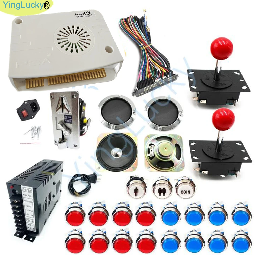 مجموعة عصا التحكم Power Saga Pandora ، صندوق الممرات ، مكبر صوت ، متقبل عملات معدنية متعددة العملات ، زر LED Arcade ، 12 فولت ، 5 فولت