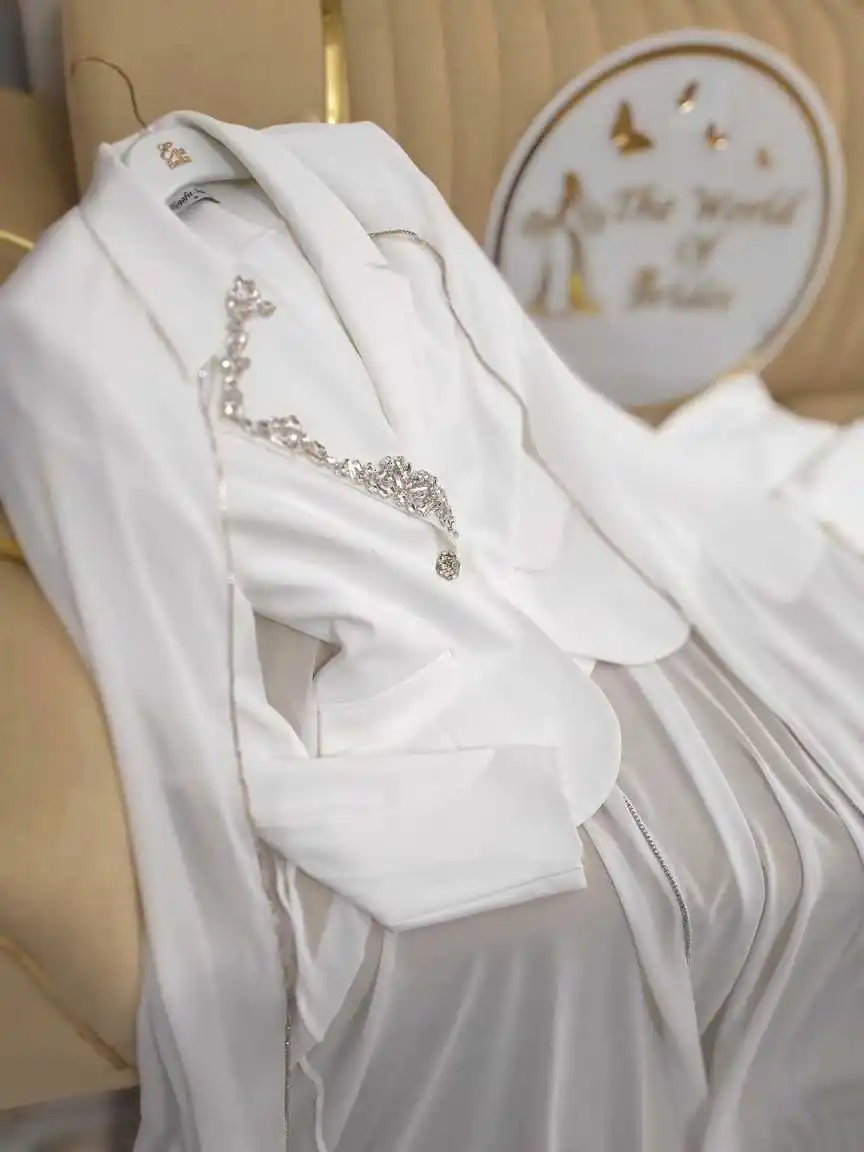 リアルピクチャー ワンボタン レディーススーツ 上下2点セット 高級クリスタルジャケット カスタムメイド パーティー フォーマルドレス