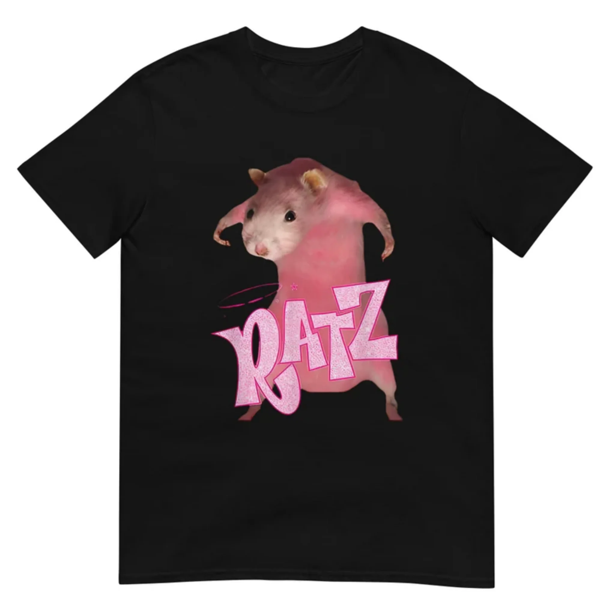 Women Y2K Aesthetic Graphic Tee Pink Ratz Meme Hamster Print Top Funny Viral Animal Cartoon Short Sleeve Streetwear Shirts