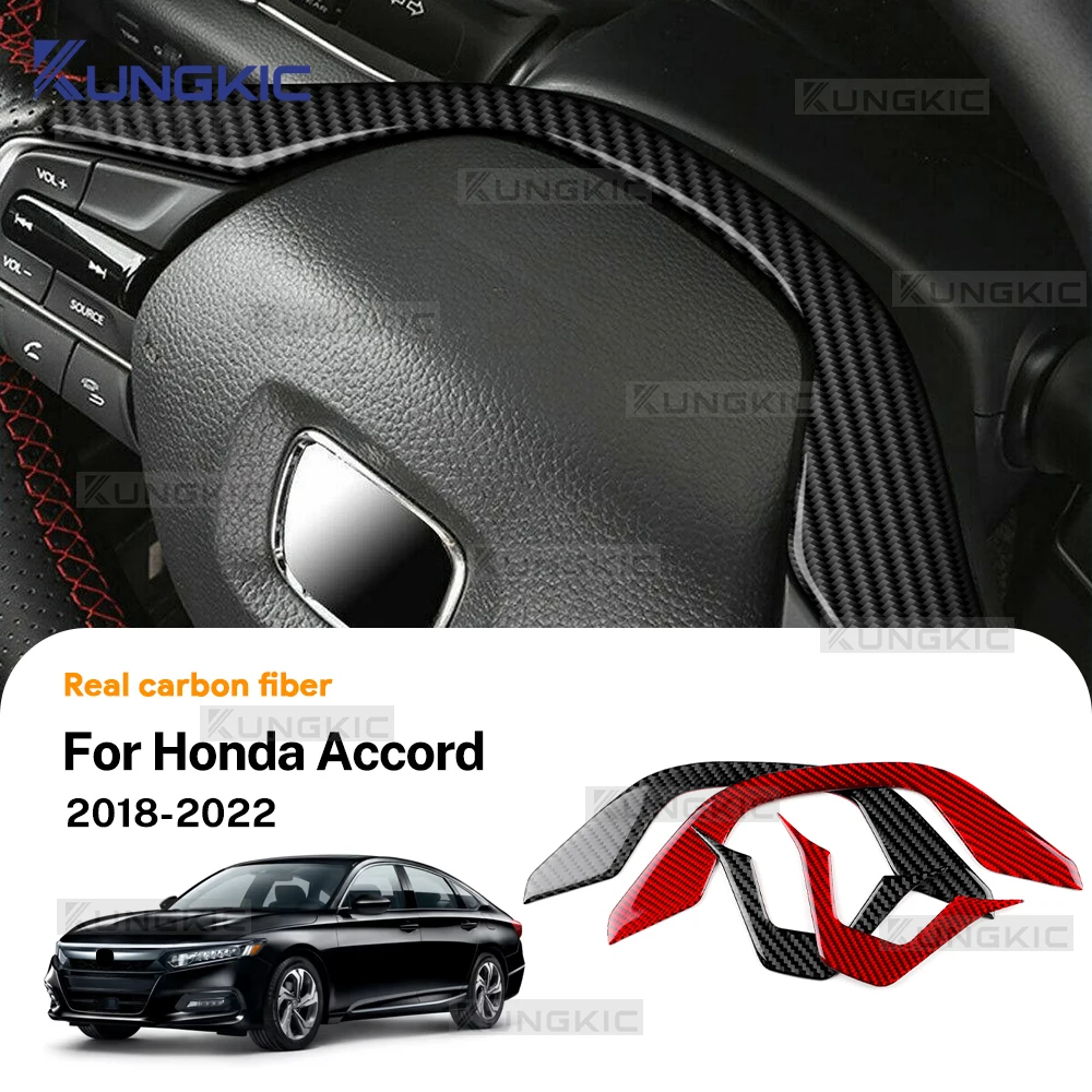 

Real Soft Carbon Fiber For Honda Accord 2018 2019 2020 2021 2022 LHD RHD Car Steering Wheel Frame Interior Trim Accessories