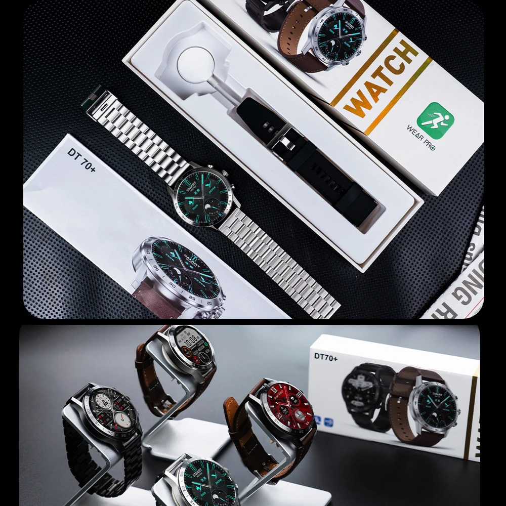 ساعات ذكية مقاومة للماء للرجال ، NFC ، مكالمة أسنان زرقاء ، جهاز مراقبة معدل ضربات القلب ، جهاز تعقب بنظام تحديد المواقع ، ساعة رياضية DT70 Plus ، ساعة ذكية ، عمل ، أصلية
