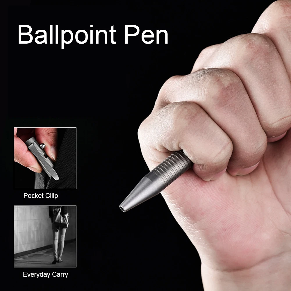 Bolt Action Pen with Clip, Titanium Alloy EDC Pocket Pen Retractable Metal Ballpoint Pen for Everyday Carry