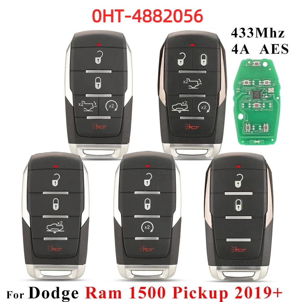 

OHT-4882056 Smart Prox дистанционный брелок 433,92 МГц 4A чип для Dodge Ram 1500 пикап 2019 2020 + 68291692AD 68291691AD