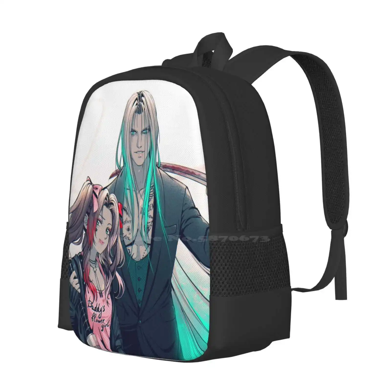 Jokeroth X Aeri Quinn Hot Sale Schoolbag Backpack Fashion Bags Game Fanart Final Fantasy 7 Ffvii Ff7 Sephiroth Aeriseph Silver