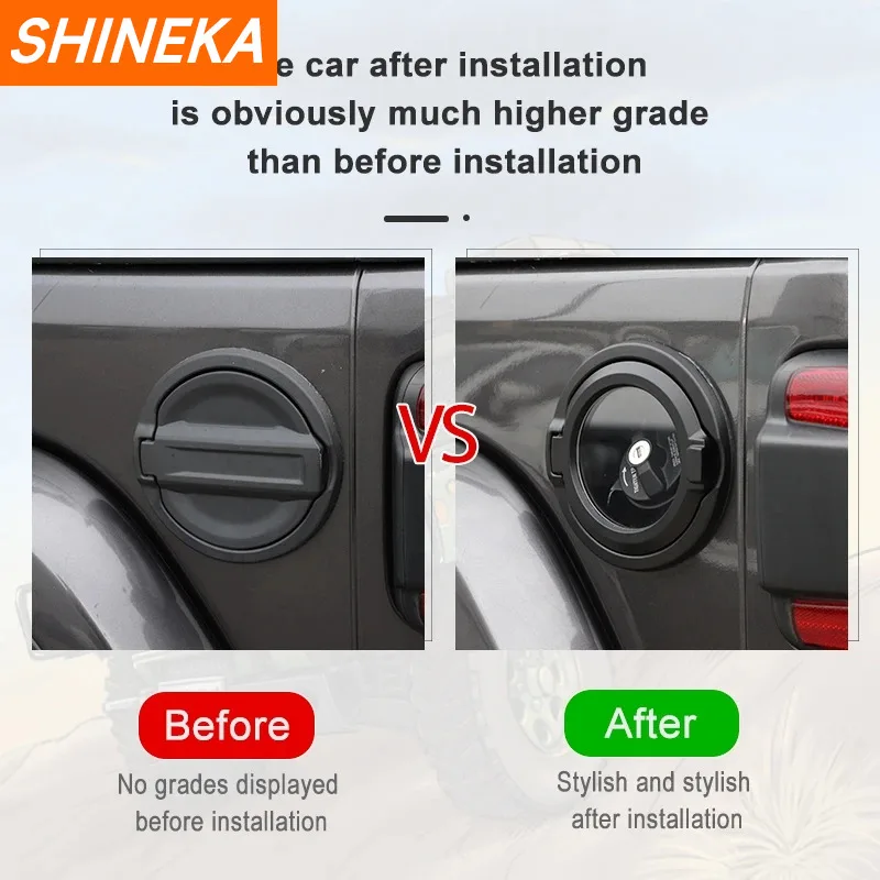 SHINEKA Car Transparent Gas Fuel Tank Cap Decoration Cover for Jeep Wrangler JL 2018 2019 2020 2021 2022 Up Exterior Accessories