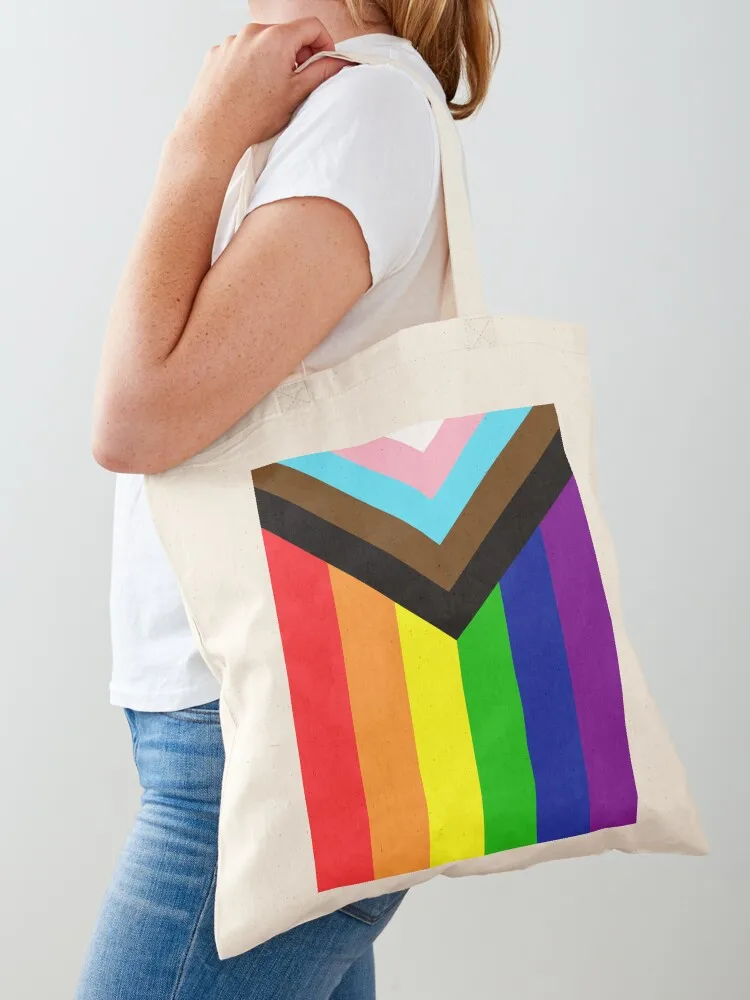 

Progressive Rainbow Flag Pride Tote Bag tote canvas Gift canvas bags