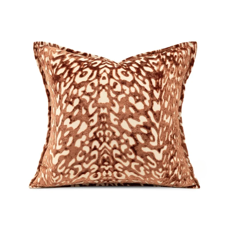 Orange Leopard Pillows Luxury Velvet Jacquard Cushion Case Modern Square Decorative Pillow Cover For Sofa Chair Home Decorations