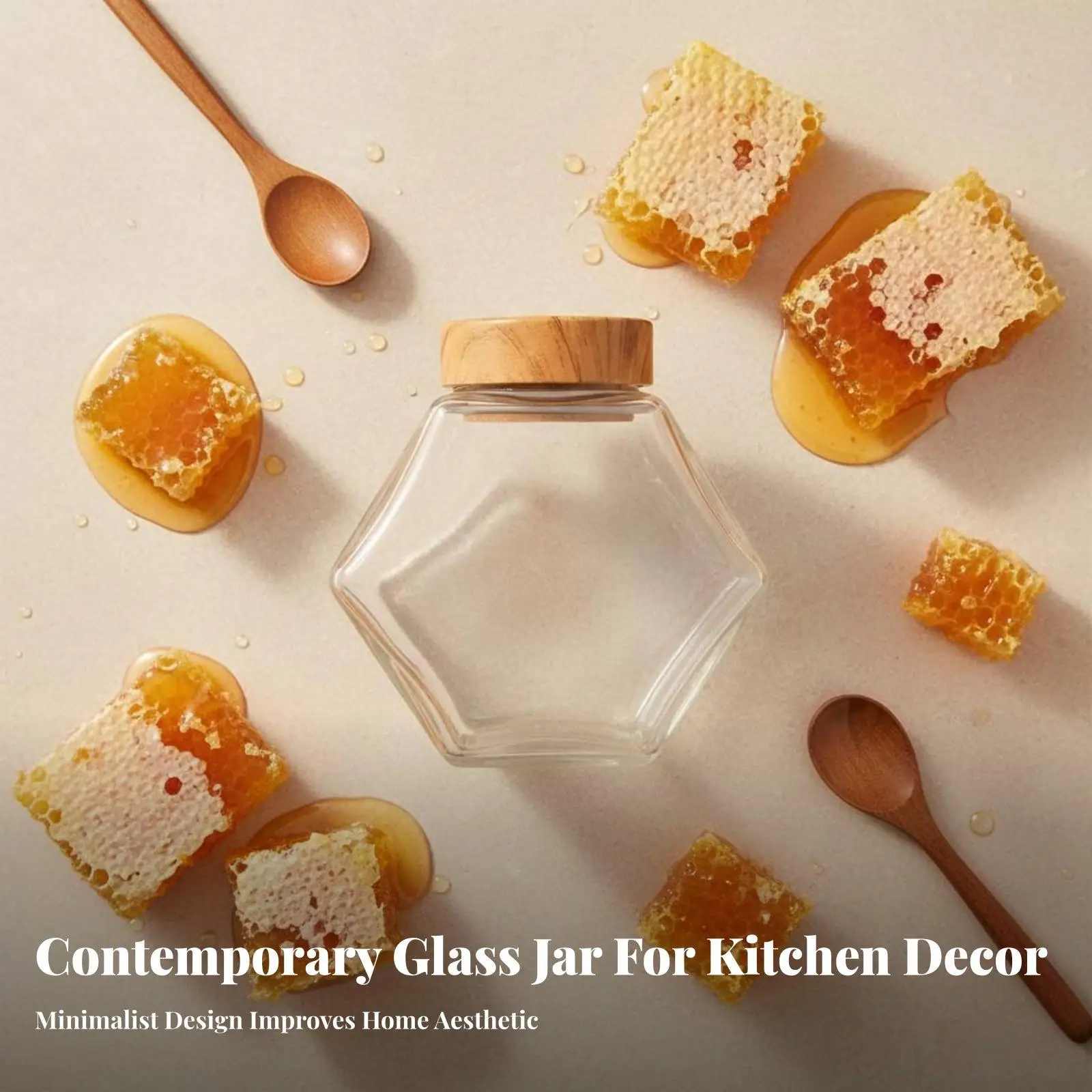 Mini Glass Container with Airtight Lid for Honey Dispenser Kitchen Pantry