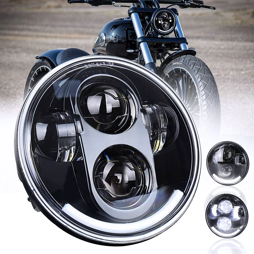 

H4 Headlamp 12V DC 1 Pcs Motorcycle 5-3/4 5.75 LED Headlight for-Harley 883 Sportster Triple Low Rider Wide Glide