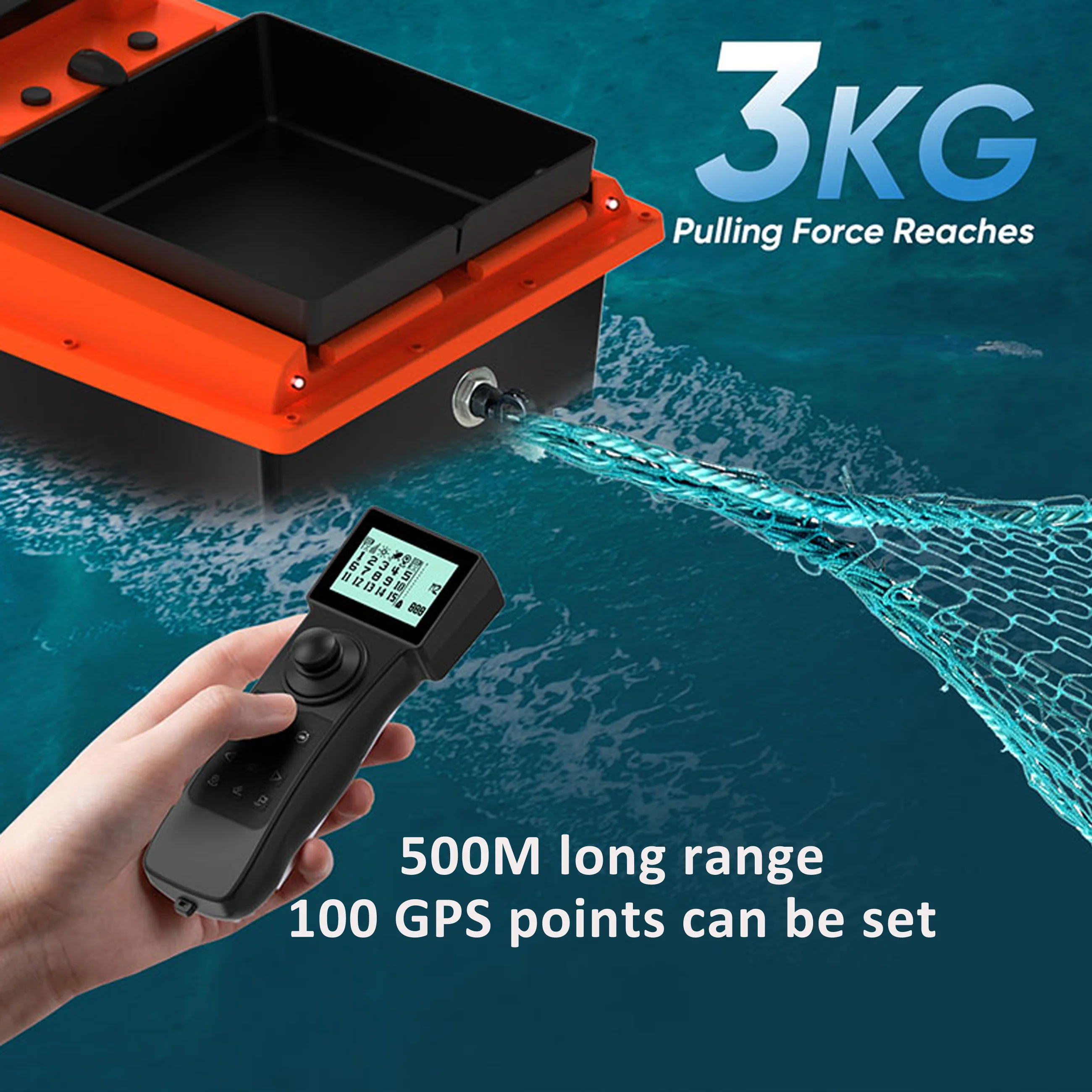 قارب طعم RC عالي السرعة D80B 12 فولت لصيد الأسماك مع صينية الطعم وإطلاق الخط الرقمي