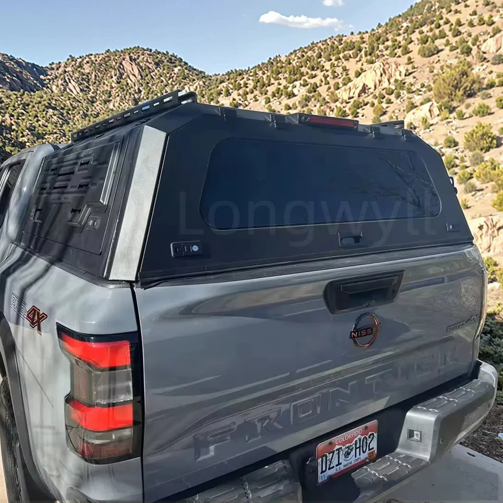 

Molded Aluminum Pickup Canopy for Nissan Navara Np300 Frontier Heavy-Duty Black Matte Truck Topper Aluminum
