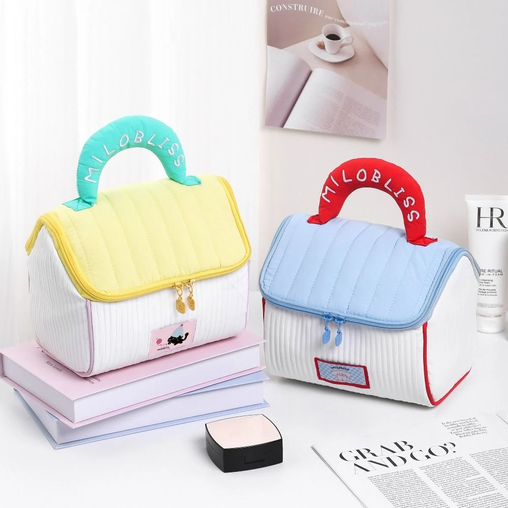 

Sweet Puppy Cartoon Cosmetic Bag Cat Solid Color Toiletries Bag House Shape Korean Style Makeup Bags Girls