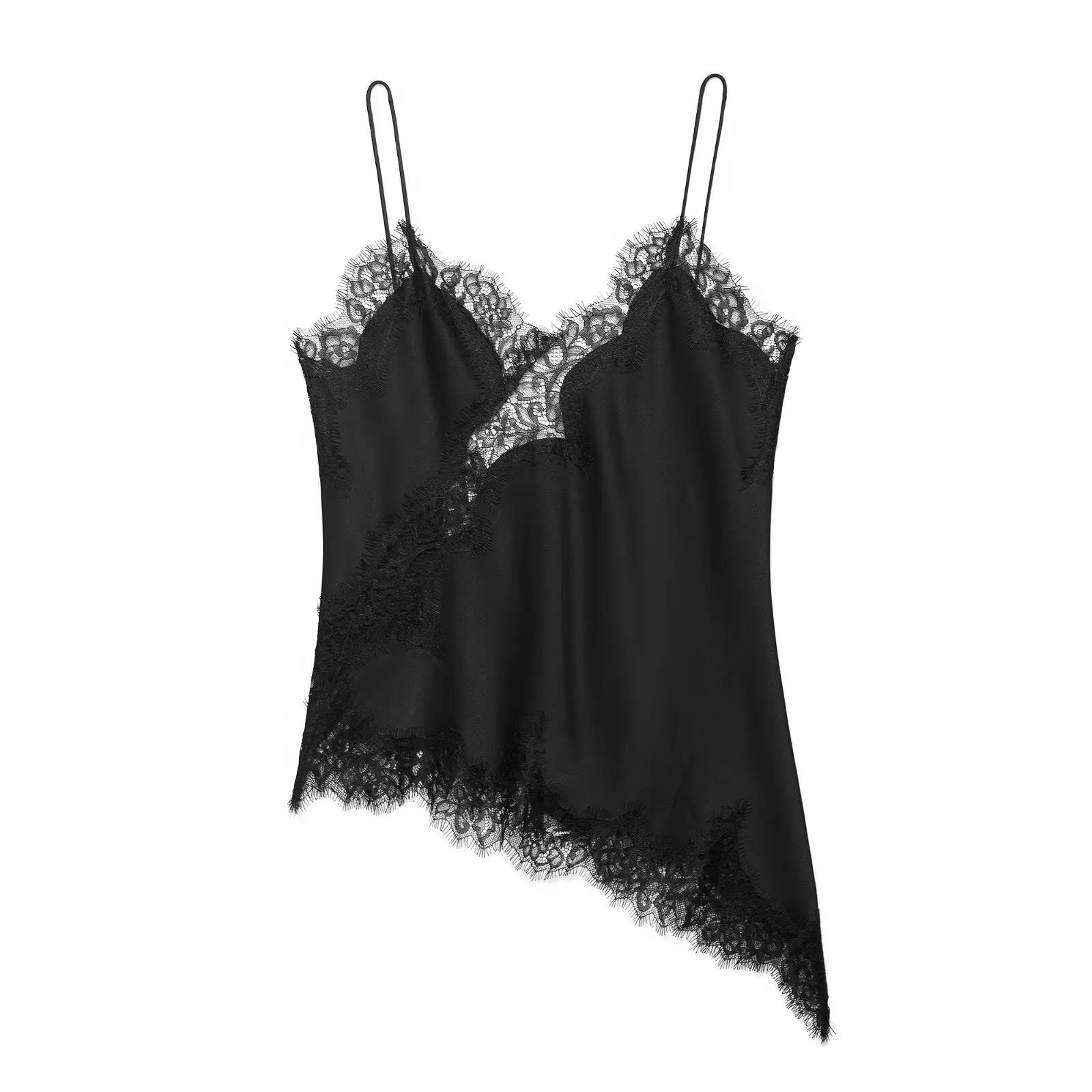 BSAY Lace Decorative Underwear Top summer new 2025 women clothing Asymmetric V-neck sexy tank top chic France ladies tops