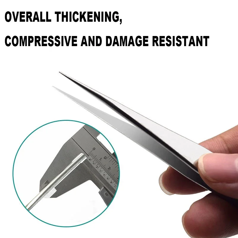 Stainless Steel Anti-static ESD Stainless Steel Tweezers Maintenance Industrial Precision Curved Straight Tweezers Repair Tool