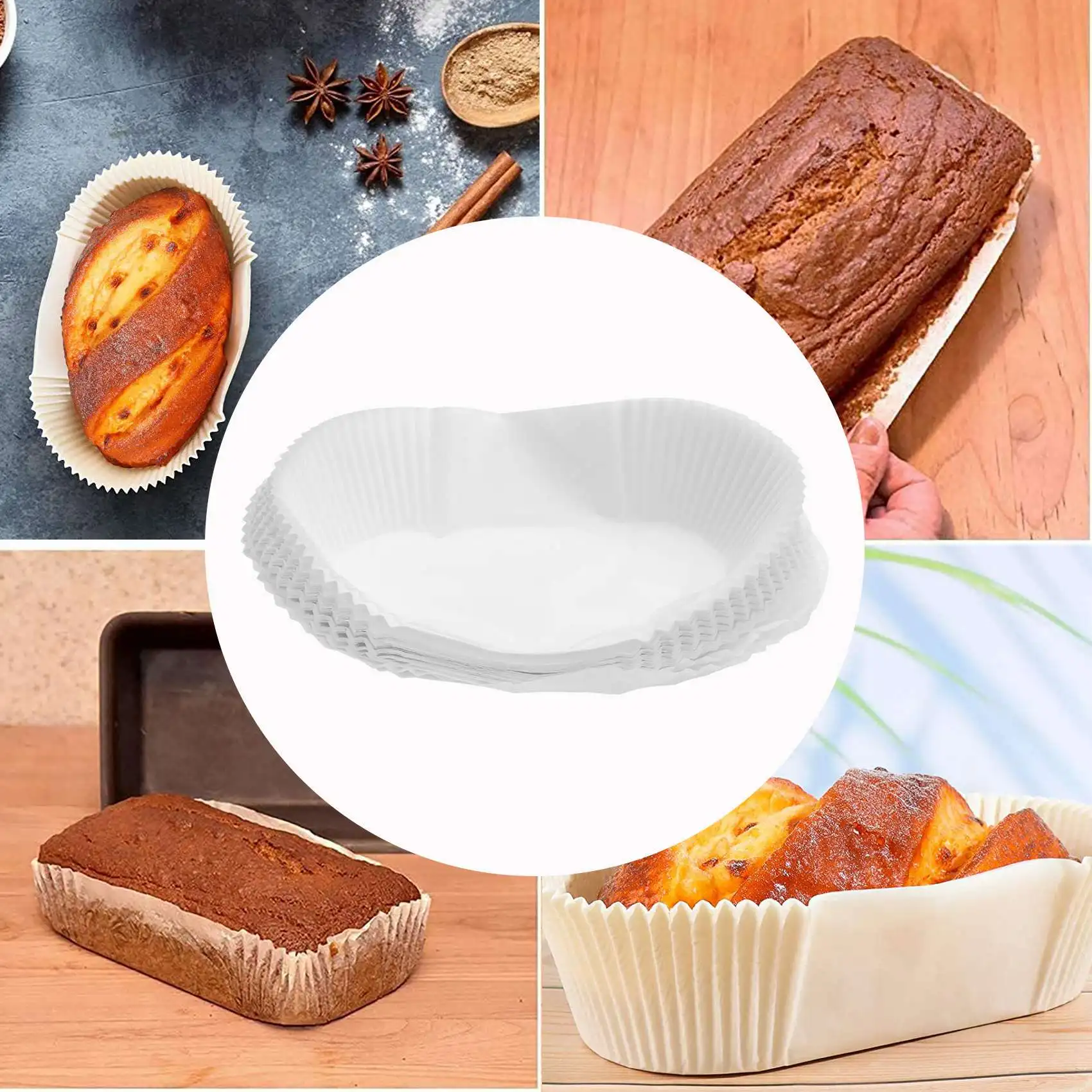 RMWIN-120 Pack Greaseproof Loaf Tin Liners Straight Edge Baking Parchment Paper Non Stick Cake Pans Cake Tin Liner