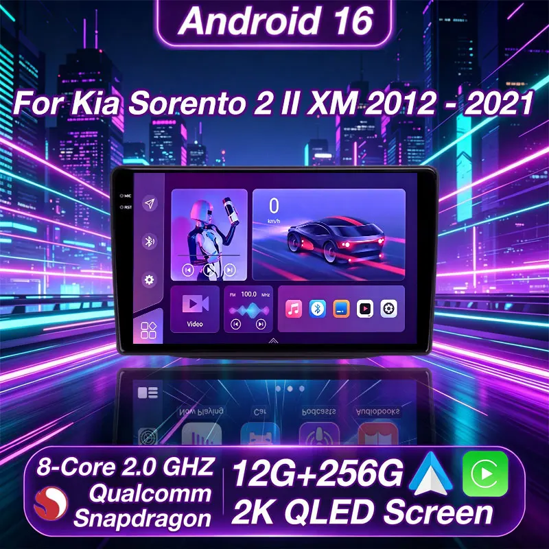 Wireless CarPlay Android Auto For Kia Sorento 2 II XM 2012-2021 Android 16 Qualcomm Car Radio Multimedia Player 2 DIN Autoradio