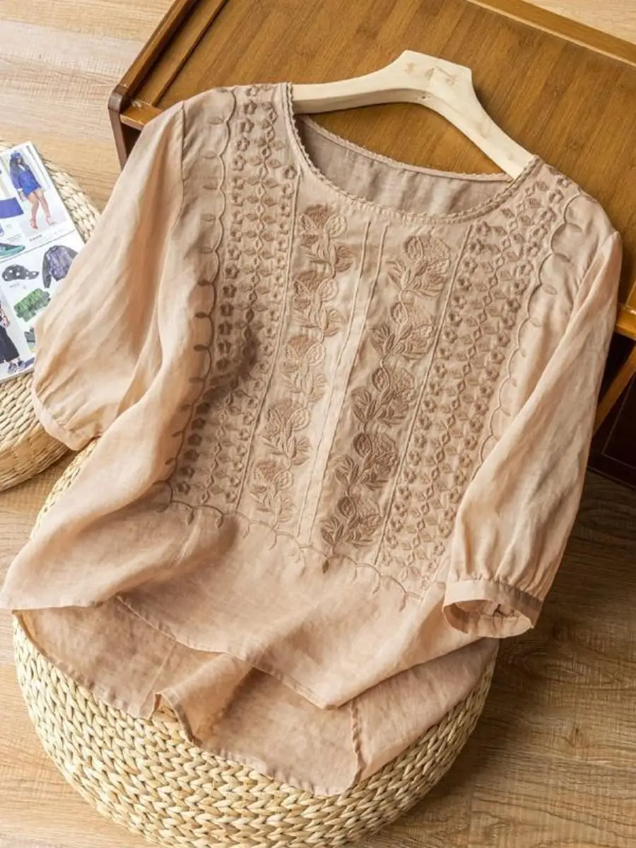 conjunto-feminino-de-verao-estilo-retro-blusa-fina-de-algodao-e-linho-respiravel-com-gola-redonda-e-saia-leve-moda-artisti
