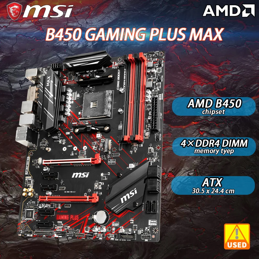 MSI B450 Motherboard B450 GAMING PLUS MAX Supports Ryzen 7 1700 3700x Ryzen 5 2600 2600x 3500x 3600 5500 5600 5600G 4600G 2400G