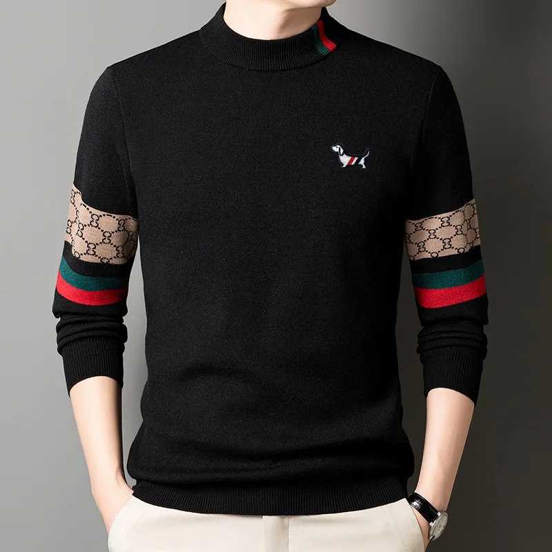 التصميم الأصلي الرجال س الرقبة البلوز سترة شتاء جديد وصول الكلب طباعة لينة صوف مبطن رشاقته موضة وسيم ملابس رجالي #5