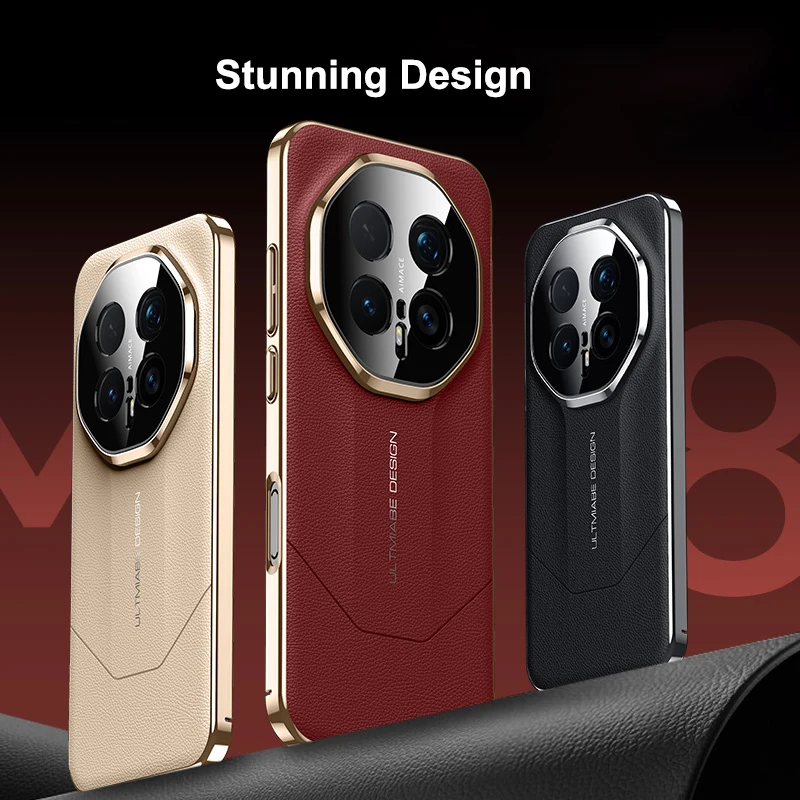 Etui na Honor Magic 8 i Magic 8 Pro, najwyższej jakości, z twardą obudową, ochroną obiektywu, wykonane z importowanej skóry wegańskiej, powlekane twarde etui PC. — zdjęcie produktu 3