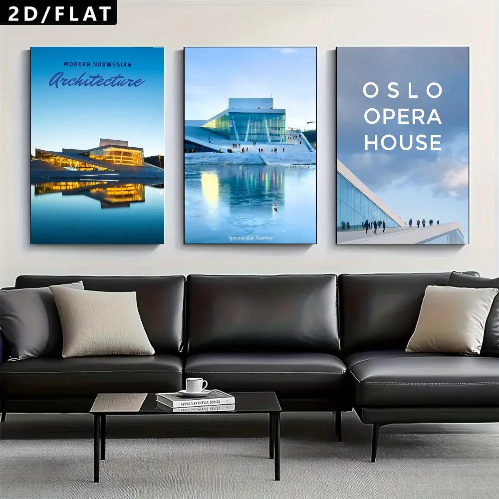 architecture Oslo Opera House Trendy Classic hot HD Self-Adhesive Waterproof Art Poster Room Decor, New Arrival On Sale