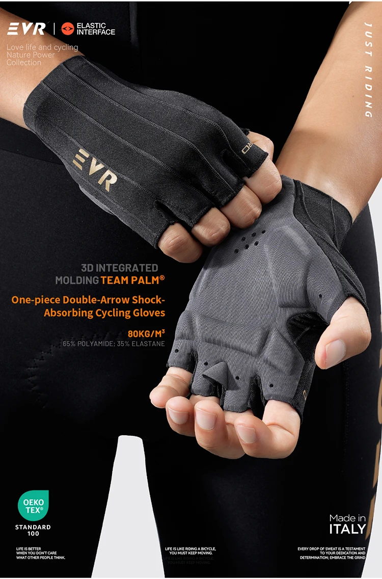 EVR Sommer-Fahrradhandschuhe Kurzfinger Vollflächen-Doppelpfeil-Fahrradhandschuhe MTB Atmungsaktive Rutschfeste Sport-Rennradhandschuhe – Detail 3