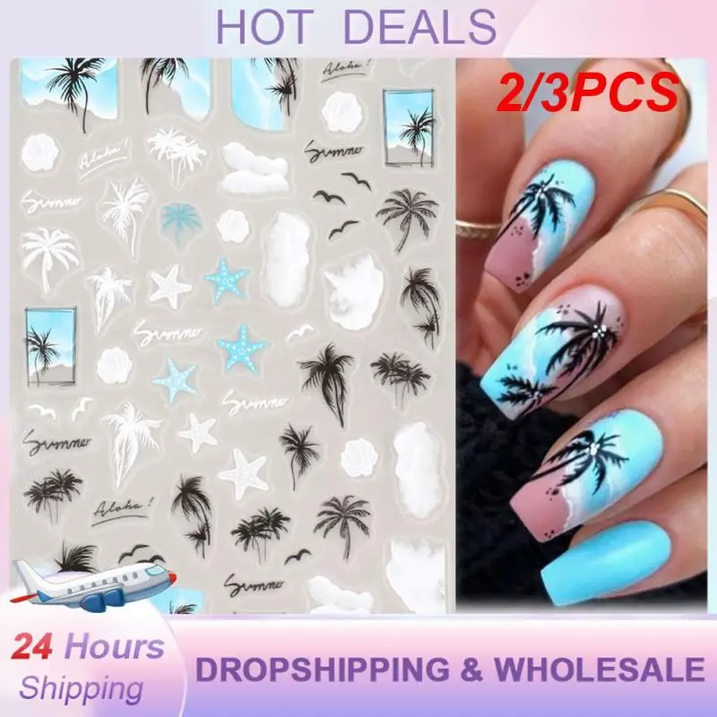 2/3PCS Nail Stickers Easy To Apply Waterproof Unique Seahorse And Jellyfish Nail Designs Must-have Nail Stickers