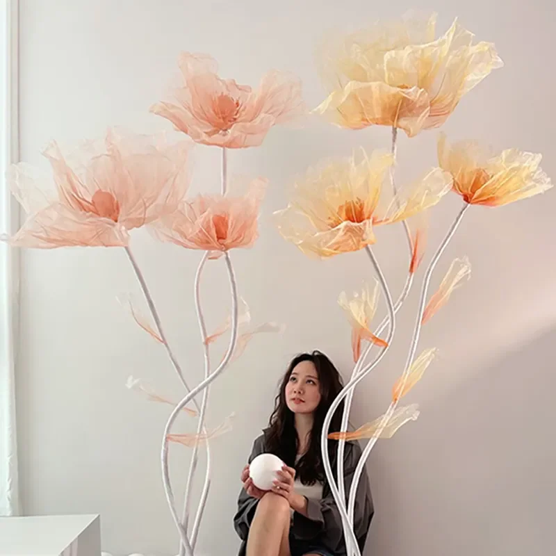 Artificial Poppy Silk Flower Screen Wedding Decoration Stage Prop Elegant Floral Arrangement for Ceremony Backdrop Home