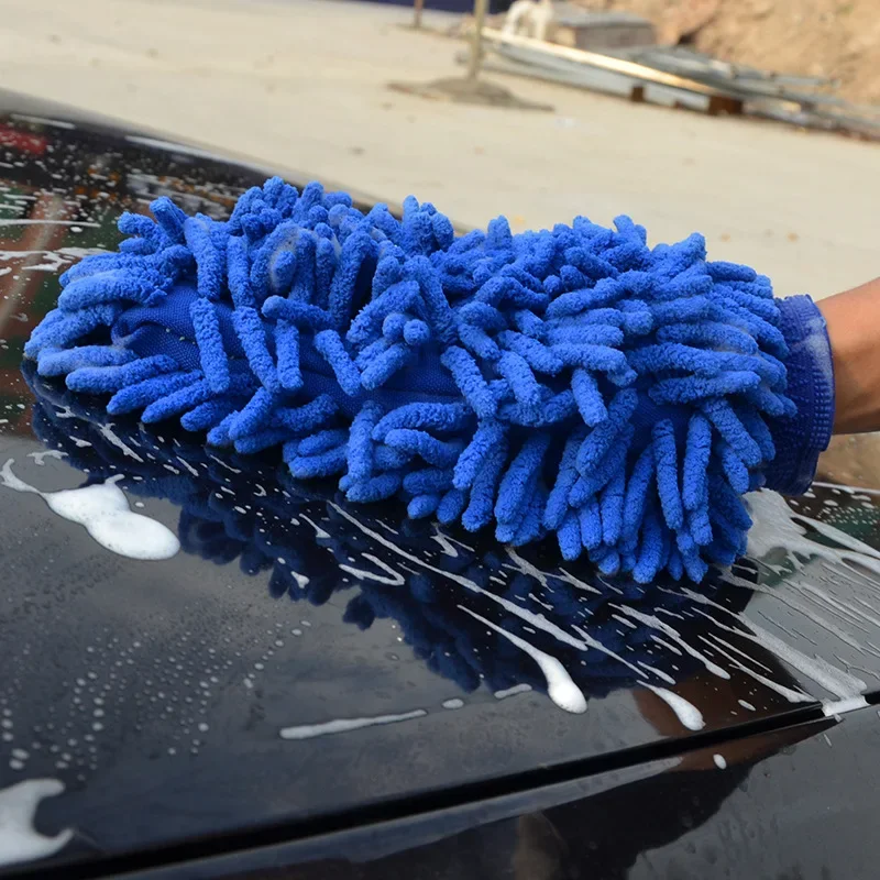 Car Wash Gloves Chenille Coral Plush Thickened Rag Double-sidedWipe Gloves Wash Cleaning Tools Accessories Sponge