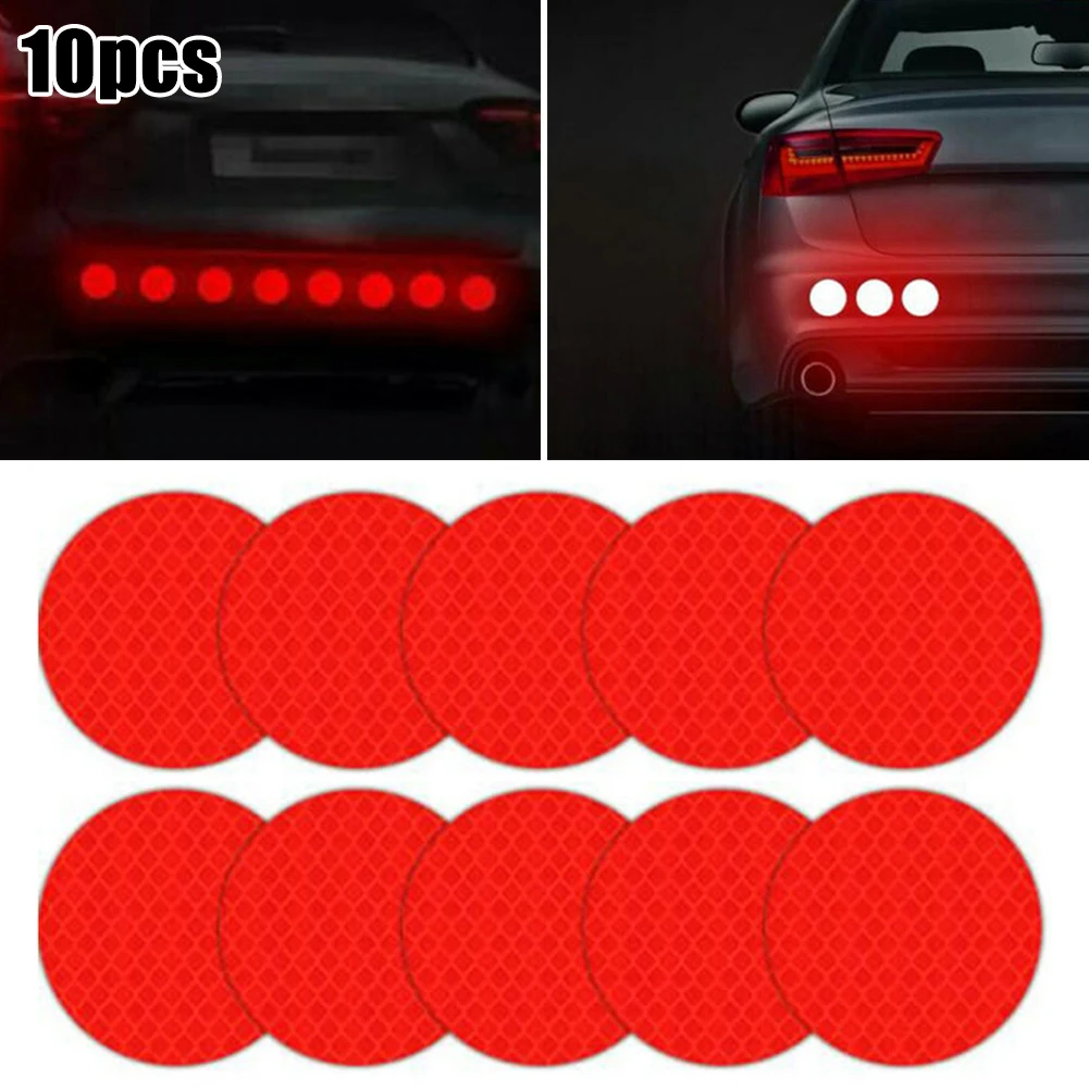 High Quality Hot Sale Brand New Sticker Trim 10pcs Accessories Bumper Car Circle Parts Red Reflective Round Truck