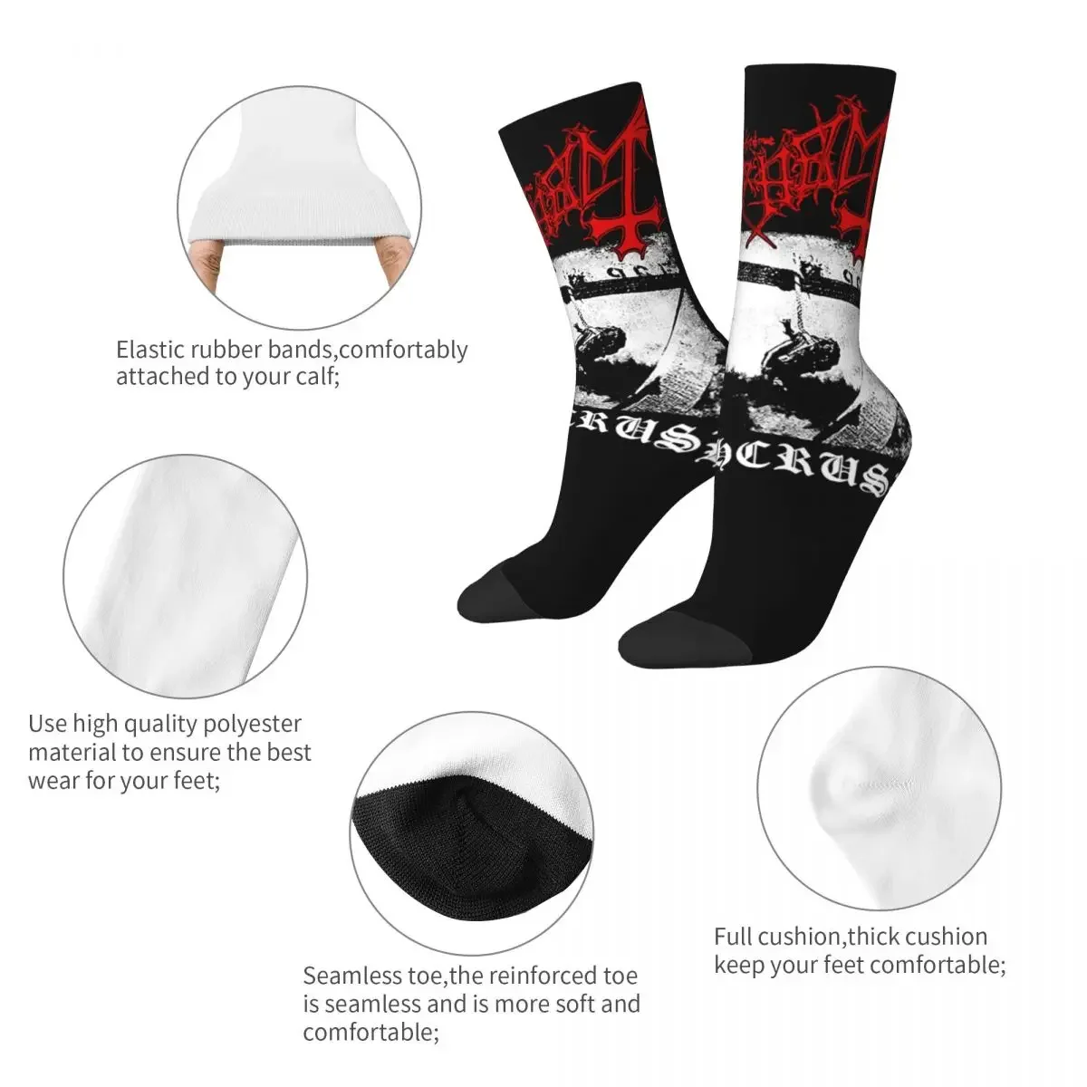 Fashion Mayhem Deathcrush Euronymous Dead Varg Crew Socks Stuff Cute Middle Tube Socks Sweat Absorbing Suprise Gift