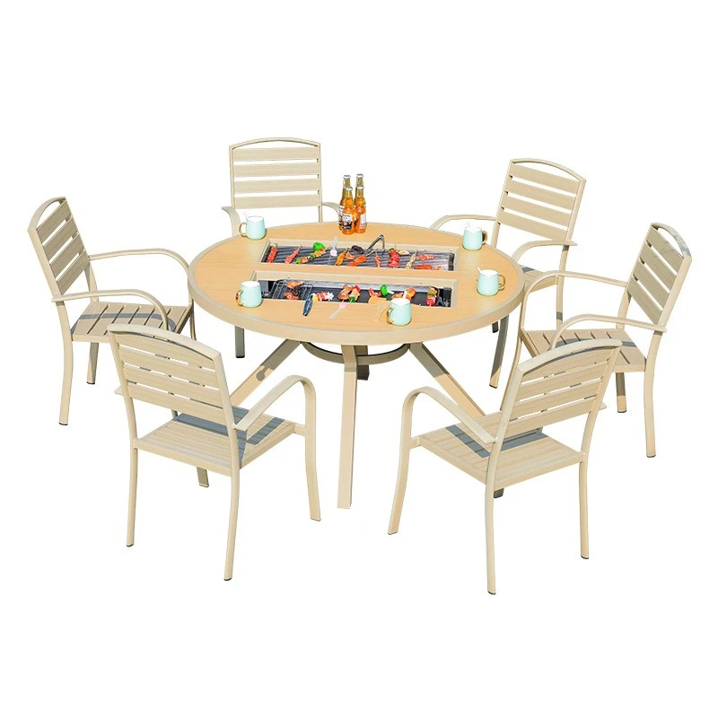 

New Chinese outdoor barbecue table and chair combination set villa B & B