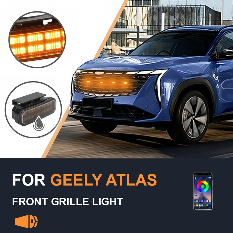 

FOR GEELY ATLAS Specialized center grid small yellow light Front Grille Lights LED Decorative Warning Light Pickup 12V