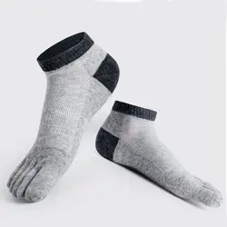 Summer Men's Five-Finger socks Anti-slip Invisible Cotton Mesh Breathable Sports Toe Socks Short Ankle Socks