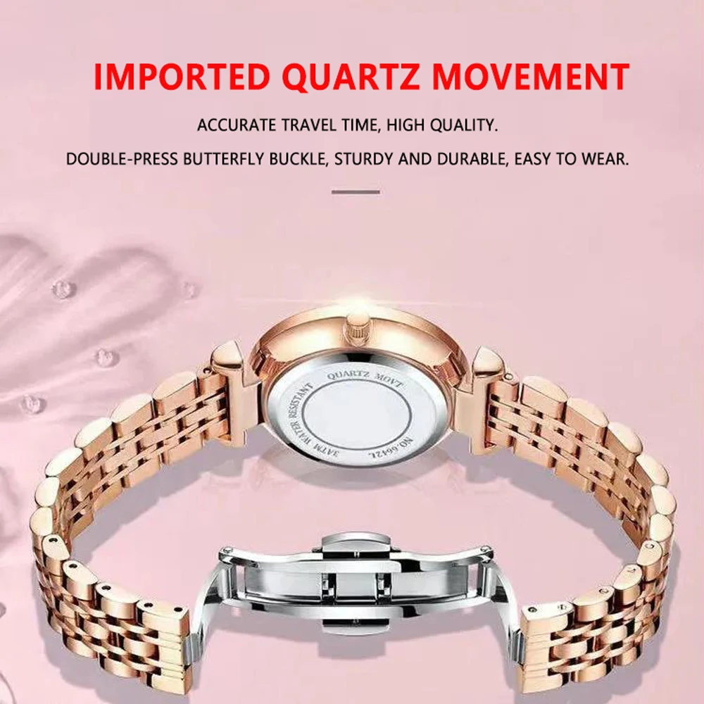 POEDAGAR Rose gold Women\'s Watches Trend Fashion Small Dial Wristwatch Female Waterprof Luminous Date Original Quartz Lady Watch