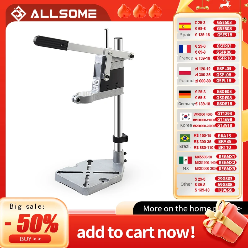 ALLSOME 400mm Electric Drill Stand Power Tools Accessories Bench Drill Press Stand DIY Tool Base Frame Drill Holder Drill Chuck