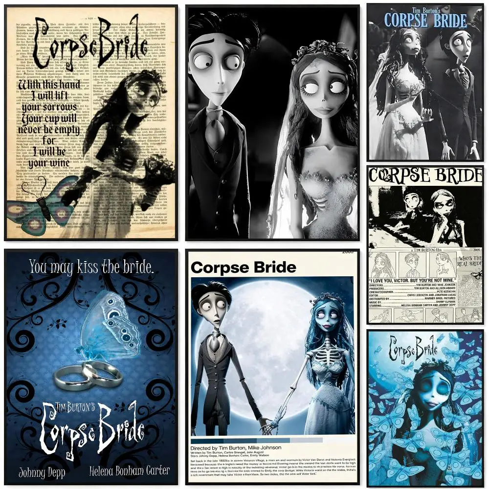 Movie Corpse Bride Poster Poster HD Printing Cyberpunk Style Wall Art Home Decor For Gaming Room Living Room Bedroom Gift Idea