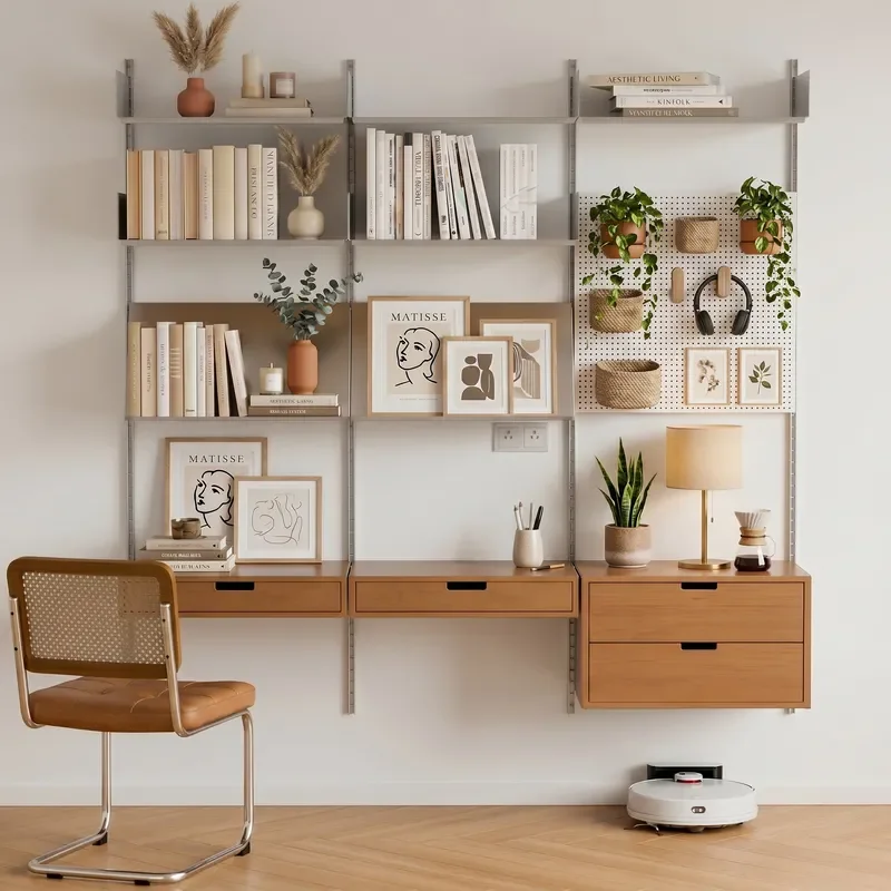 Wall Shelf Metal Storage Rack Wall Hanging Module System Multi Layer Baffle Suspended Desk Rack One Word Board