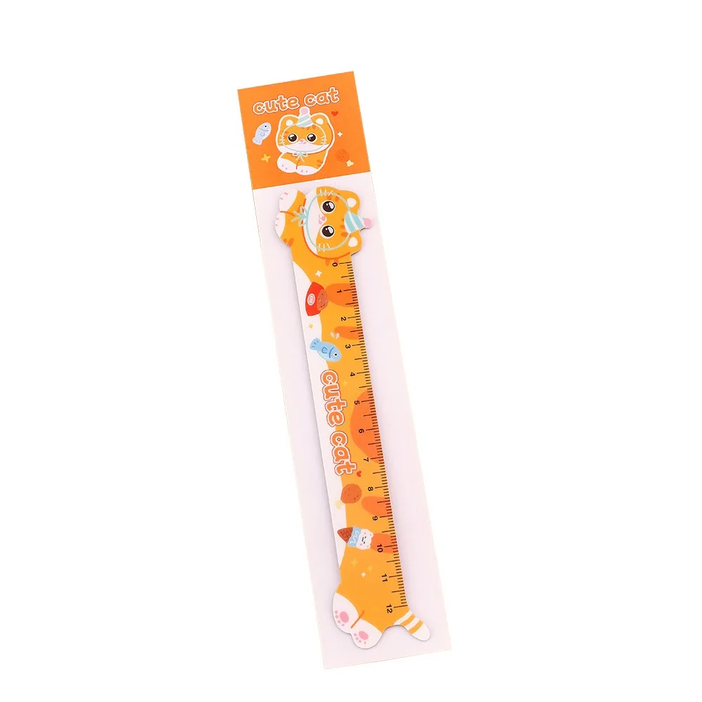 12cm Cartoon Cat Magnetic Ruler Magnetic Kawaii Cute Design Kawaii Stationery Ruler Irregular Shape Cartoon Cat Pattern